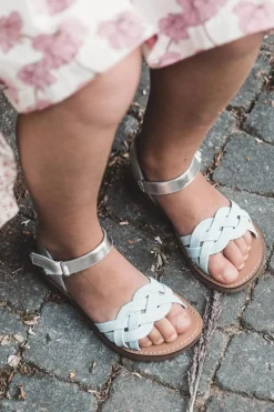 Clearance Sandałki Dziecięce Zapinane Na Rzep Z Przeplatającymi Się Paseczkami Niebieskie Dianttha Dzieci Dziewczęce