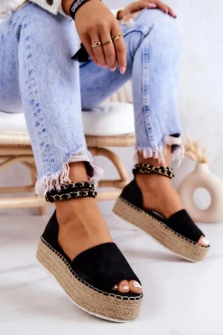 Online Boto Sandałki Espadryle Na Platformie Czarne Jeannie