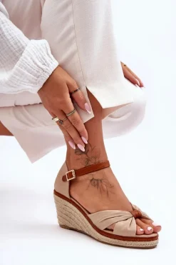 Sandały Na Koturnie>Boto Sandałki Na Koturnie Beżowe Artista