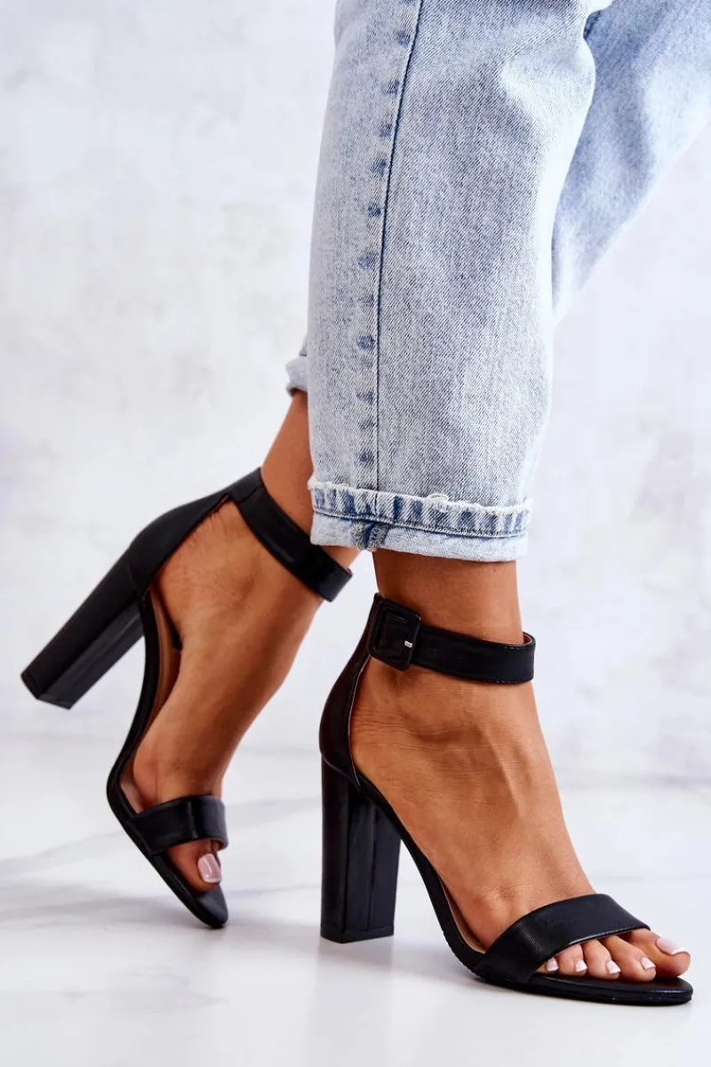 Best Sandałki Na Obcasie Czarne Georgina Damskie Sandały Na Obcasie