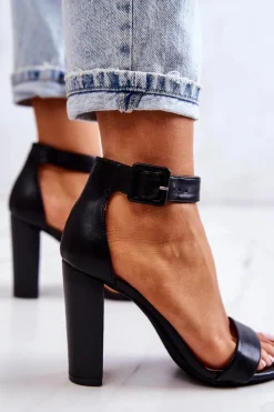 Best Sandałki Na Obcasie Czarne Georgina Damskie Sandały Na Obcasie