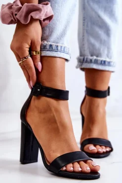 Best Sandałki Na Obcasie Czarne Georgina Damskie Sandały Na Obcasie