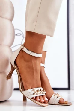 Sandały Na Obcasie>Laura Messi Sandałki Na Obcasie 2366 Beżowe