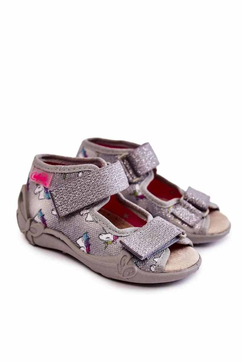 BEFADO Sandałki Na Rzep Jednorożec 342P044 Szare