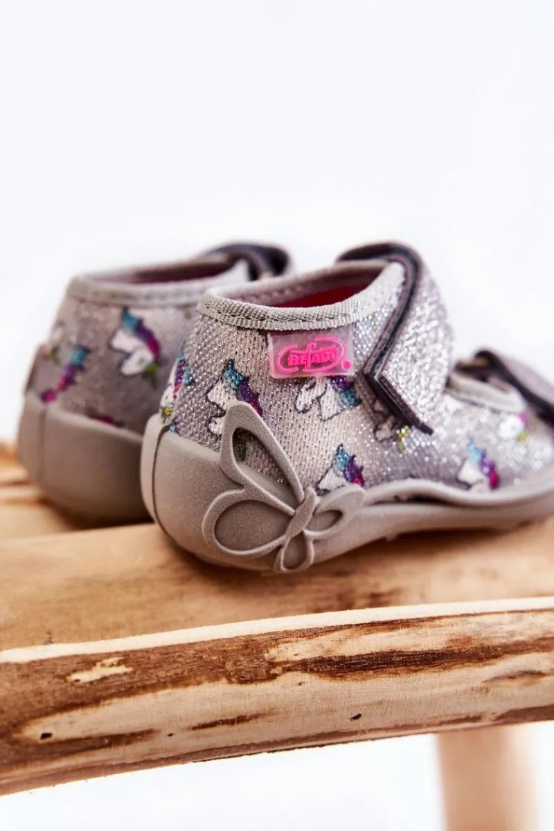 BEFADO Sandałki Na Rzep Jednorożec 342P044 Szare