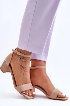 Sandały Na Obcasie>Boto Sandałki Na Stabilnym Obcasie Beżowe Palermo