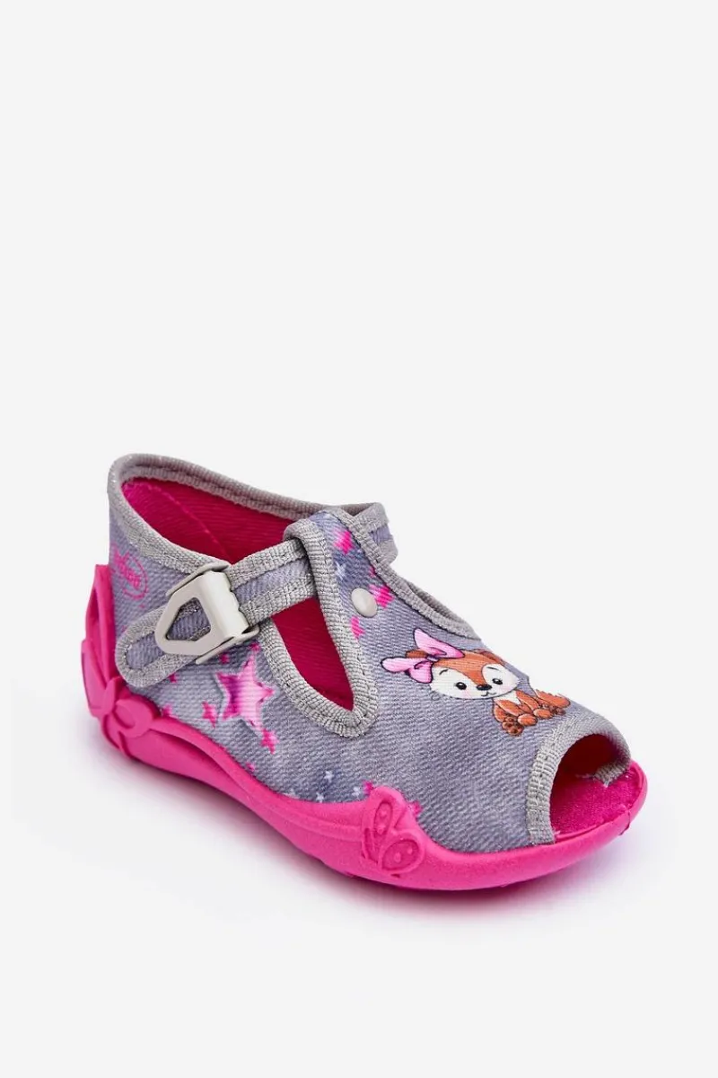 Discount Sandałki Papcie Wiewiórki 213P137 Szaro-Różowe Dzieci Dziewczęce|Back To School