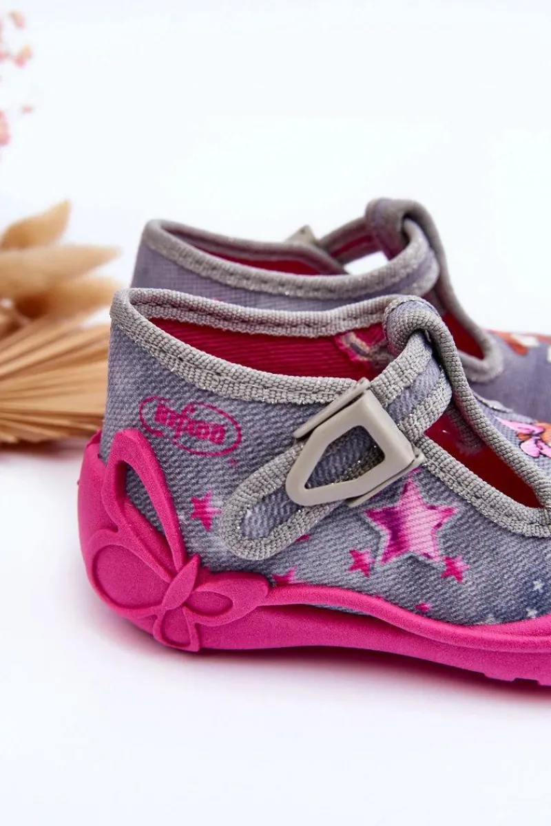 Discount Sandałki Papcie Wiewiórki 213P137 Szaro-Różowe Dzieci Dziewczęce|Back To School