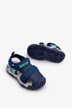 Hot Sandały Chłopięce Na Rzepy Big Star NN374232 Granatowe Dzieci Chłopięce