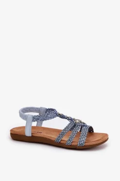 Sandały Płaskie></noscript>Artiker Sandały Damski Płaskie Z Plecionymi Paskami 56C1325 e Niebieski