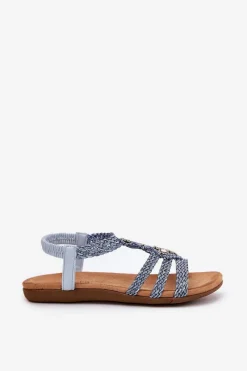 Sandały Płaskie></noscript>Artiker Sandały Damski Płaskie Z Plecionymi Paskami 56C1325 e Niebieski