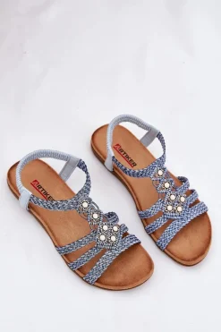 Sandały Płaskie></noscript>Artiker Sandały Damski Płaskie Z Plecionymi Paskami 56C1325 e Niebieski