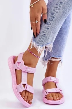 Sandały Płaskie|Sandały Big Star>Big Star Shoes Sandały Damskie Big Star LL274A100 Różowe Różowy