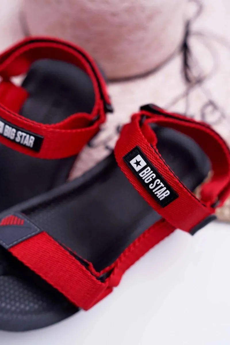 Sale Sandały Damskie Big Star Na Rzepy Czerwone DD274A284 Damskie Sandały Big Star|Sandały Płaskie