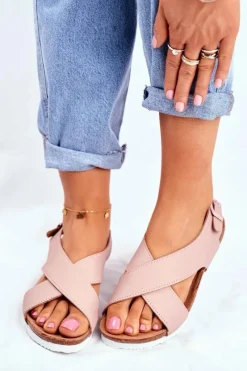 Sandały Big Star|Sandały Płaskie>Big Star Shoes Sandały Damskie Big Star Pudrowy Róż FF274624