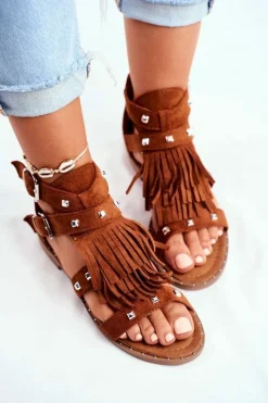 Sale Sandały Damskie Boho Camel Balms Damskie Sandały Płaskie