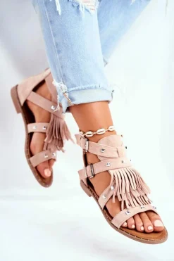 Sandały Płaskie>Boto Sandały Damskie Boho Nude Balms