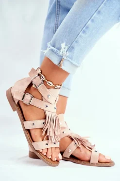 Sandały Płaskie><noscript><img width=