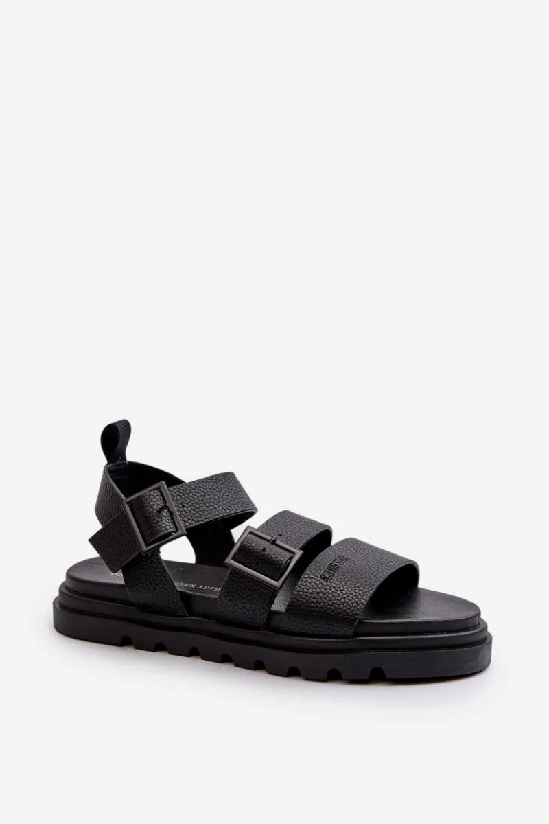 Sandały Big Star|Sandały Płaskie>Big Star Shoes Sandały Damskie Eko Skórzane Big Star NN274065 Czarne