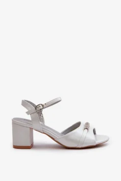 Hot Buty damskie Vinceza Sandały Damskie Eko Skórzane Na Słupku Z Ozdobami Srebrne Narhi Srebrny