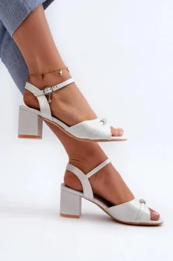 Hot Buty damskie Vinceza Sandały Damskie Eko Skórzane Na Słupku Z Ozdobami Srebrne Narhi Srebrny