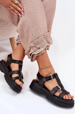 Sandały Płaskie><noscript><img width=