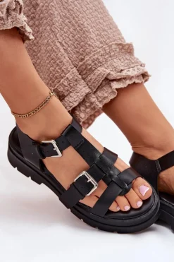 Sandały Płaskie><noscript><img width=