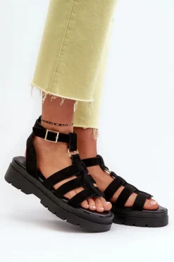 Sandały Płaskie><noscript><img width=