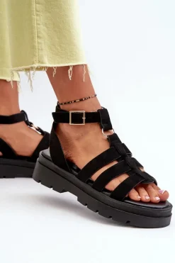 Sandały Płaskie><noscript><img width=