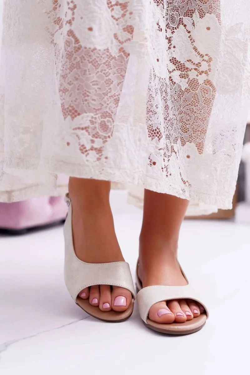 Sandały Płaskie>Boto Sandały Damskie Jasno Złote Prius