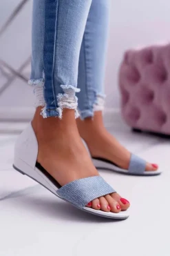 Sandały Na Koturnie|Sandały Płaskie>Maciejka Sandały Damskie Skórzane Białe 1971 Nomara