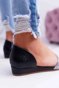 New Maciejka Sandały Damskie Skórzane Czarne 1971 Nomara