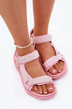 Clearance Lee Cooper Sandały Damskie Materiałowe Na Rzepy LCW-25-34-3561L Różowe Różowy