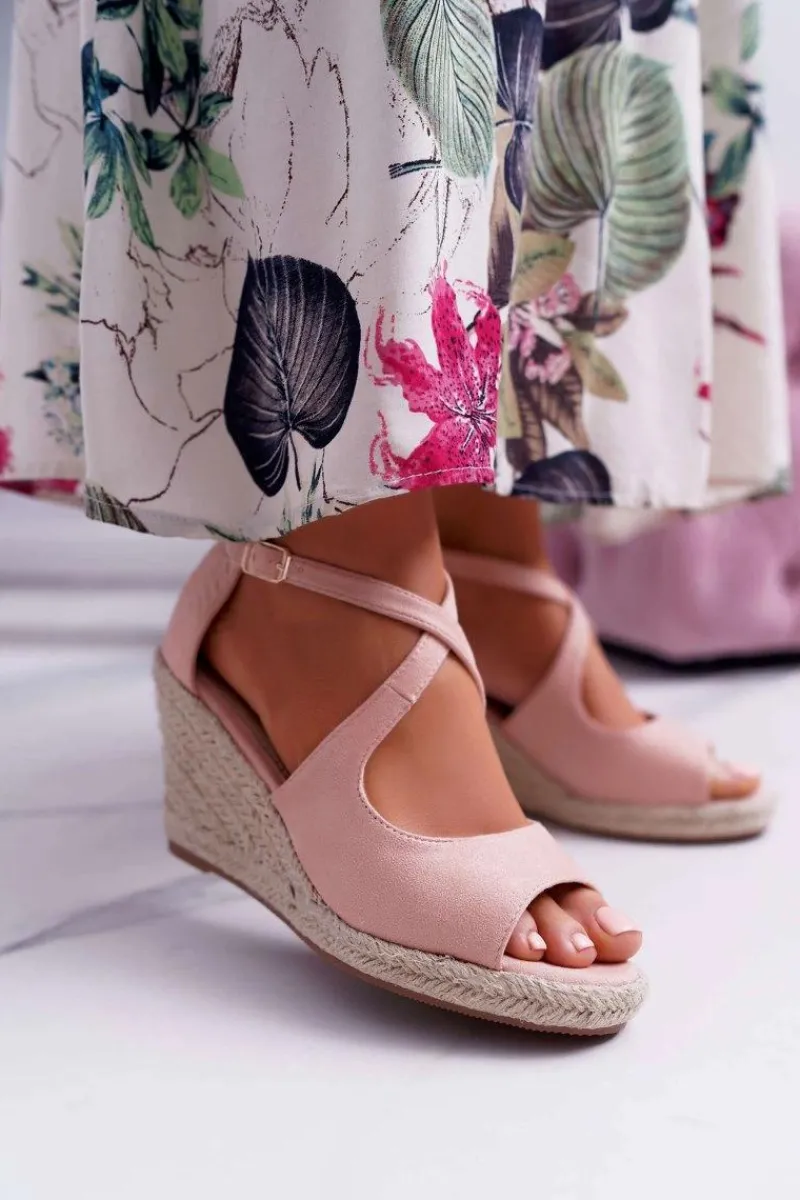 New Boto Sandały Damskie Na Espadrylu Różowe Margus