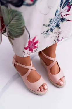 New Boto Sandały Damskie Na Espadrylu Różowe Margus