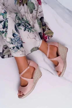 New Boto Sandały Damskie Na Espadrylu Różowe Margus