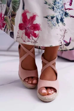New Boto Sandały Damskie Na Espadrylu Różowe Margus