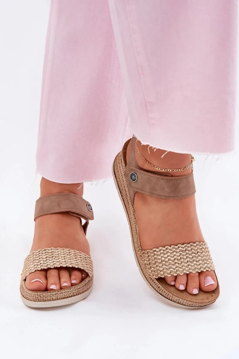 New INBLU Sandały Damskie Na Koturnie RV000014 Beżowe