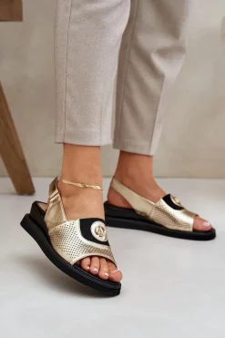 Online Boto Sandały Damskie Na Koturnie Złote Isnnoria Złoty