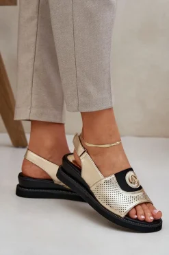 Online Boto Sandały Damskie Na Koturnie Złote Isnnoria Złoty