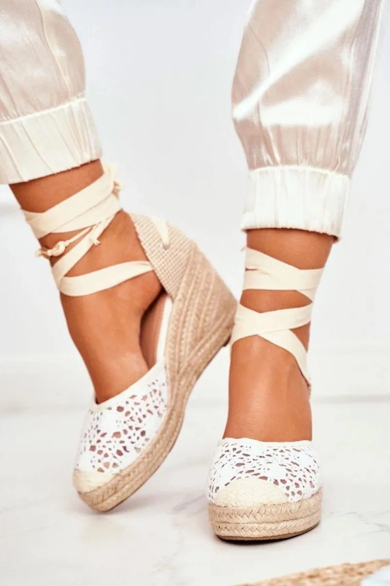 Discount Sandały Damskie Na Koturnie Espadryle Koronkowe Vieno Damskie Sandały Na Koturnie