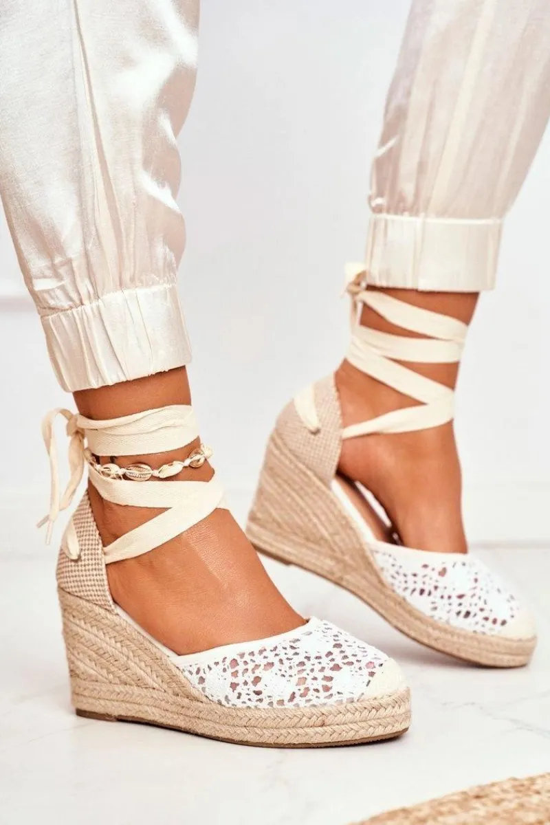 Discount Sandały Damskie Na Koturnie Espadryle Koronkowe Vieno Damskie Sandały Na Koturnie