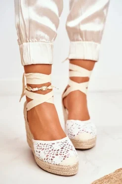 Discount Sandały Damskie Na Koturnie Espadryle Koronkowe Vieno Damskie Sandały Na Koturnie