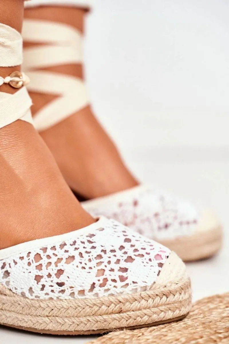 Discount Sandały Damskie Na Koturnie Espadryle Koronkowe Vieno Damskie Sandały Na Koturnie