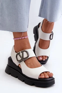 Sandały Na Koturnie>Buty damskie Vinceza Sandały Damskie Na Koturnie I Platformie Z Eko Skóry Vinceza 58292 Białe Biały