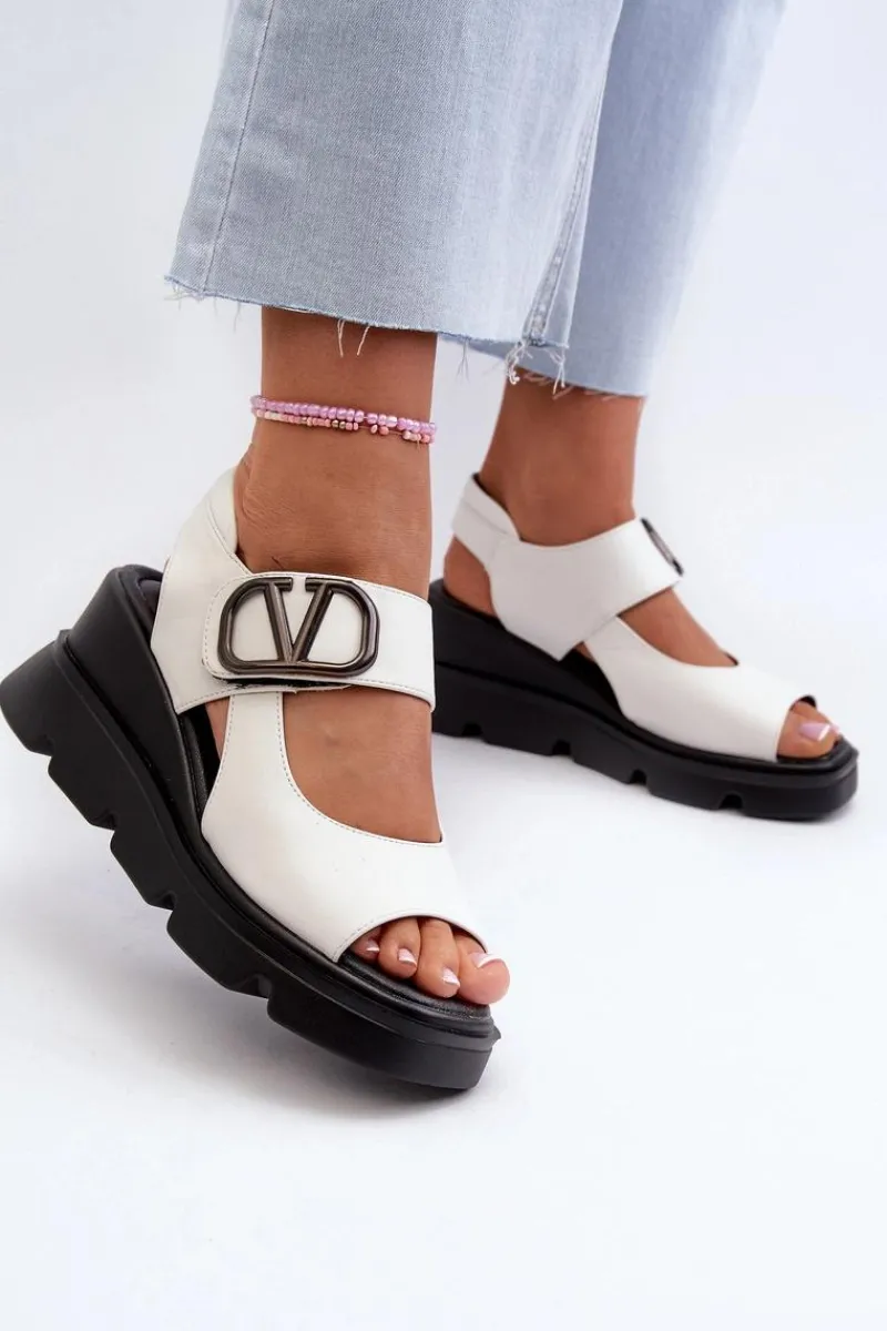 Sandały Na Koturnie>Buty damskie Vinceza Sandały Damskie Na Koturnie I Platformie Z Eko Skóry Vinceza 58292 Białe Biały