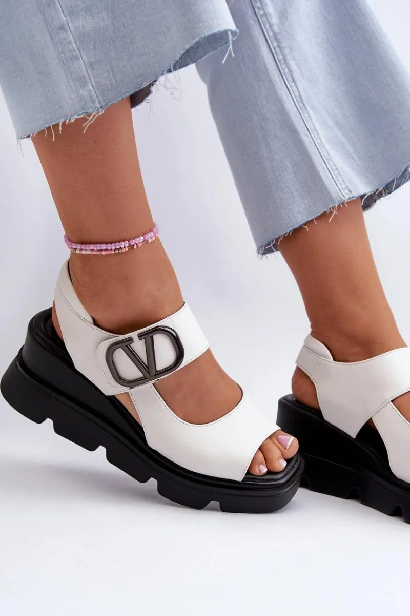 Sandały Na Koturnie>Buty damskie Vinceza Sandały Damskie Na Koturnie I Platformie Z Eko Skóry Vinceza 58292 Białe Biały