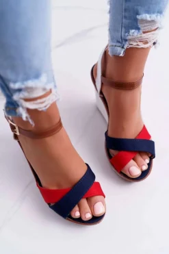 Hot Boto Sandały Damskie Na Koturnie Granatowe Kaisha