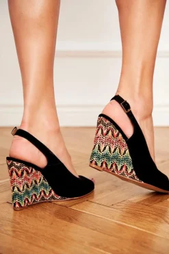 Hot Sandały Damskie Na Koturnie Skórzane Czarne 1964 Damskie Sandały Na Koturnie