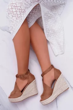 Sandały Na Koturnie>Boto Sandały Damskie Na Koturnie Platforma Camel Begest